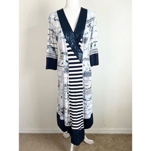 Elisa Cavaletti Daniela Dallavalle Floral Stripe Sequin Abstract Maxi Dress M